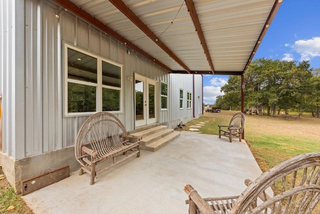 view of patio featuring french doors