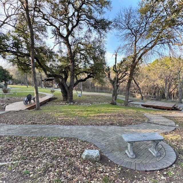 view of yard featuring a wooden deck