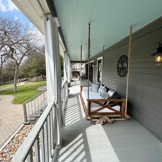 deck featuring a porch