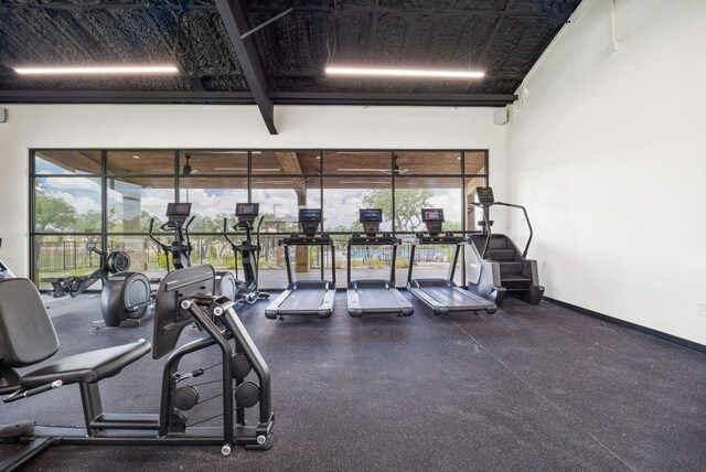 1409 Kneehigh Ln, Georgetown, TX 78633 - exercise room featuring baseboards