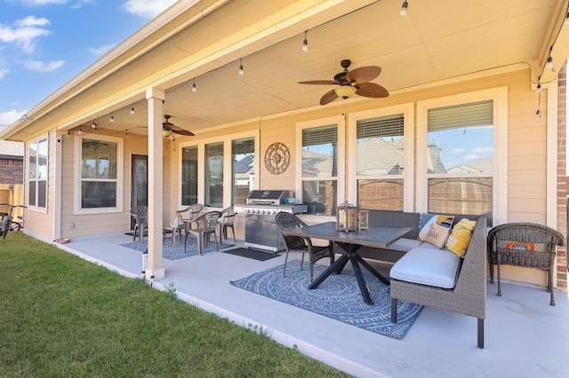 13825 Chester Knl, San Antonio, TX 78253 - view of patio with outdoor lounge area and a ceiling fan