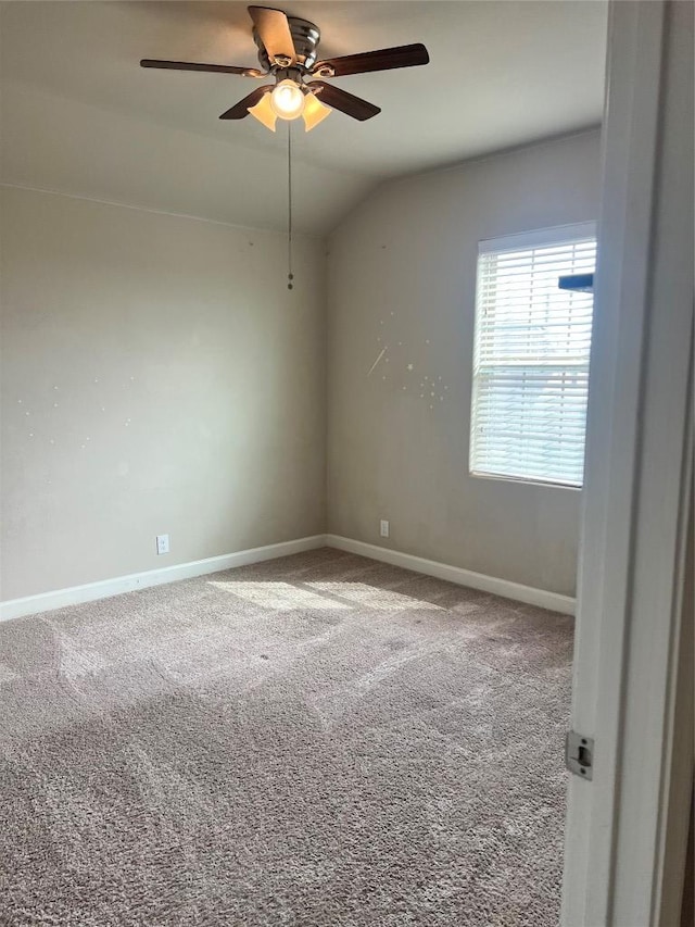 13825 Chester Knl, San Antonio, TX 78253 - carpeted empty room with vaulted ceiling, ceiling fan, and baseboards
