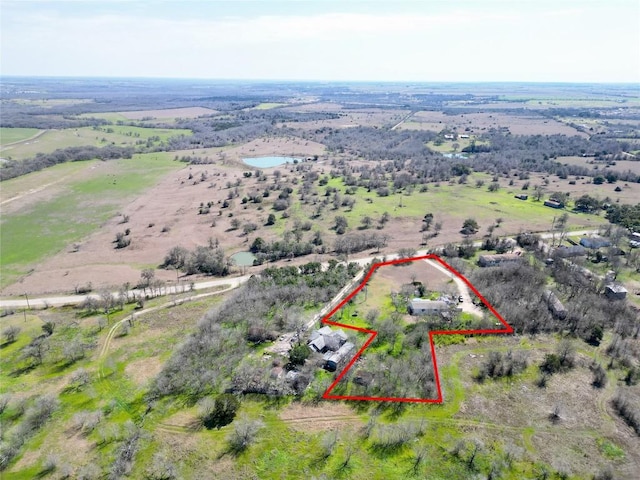 aerial view featuring a rural view