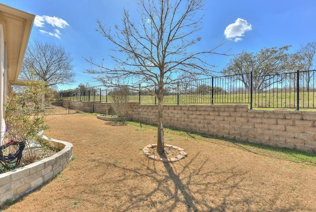 view of yard featuring a fenced backyard