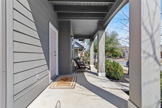 view of patio featuring a porch