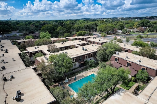 7801 Shoal Creek Blvd Unit 224, Austin, TX 78757 - aerial view of a pool area and a heavily wooded area