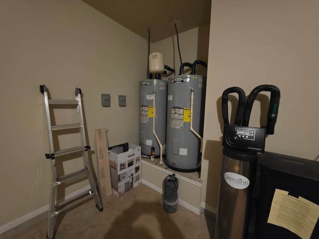 utility room featuring electric water heater