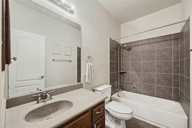 2989 Agave Loop, Round Rock, TX 78681 - bathroom with vanity, shower / bathtub combination, toilet, and tile patterned flooring