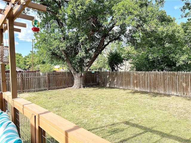 view of yard with a fenced backyard