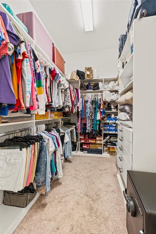 walk in closet featuring carpet floors