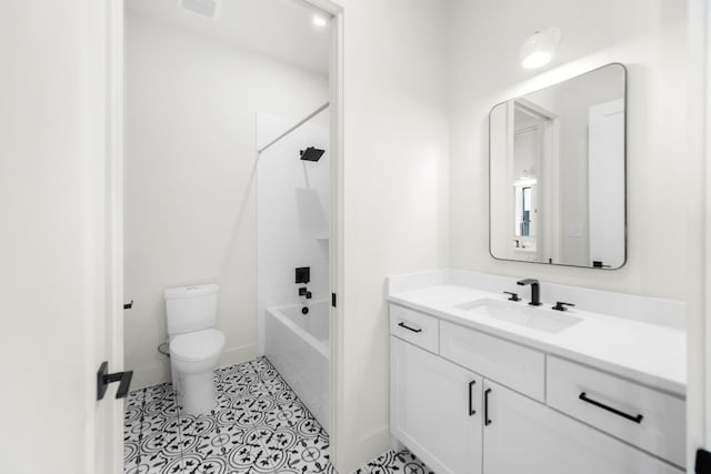23937 Oscar Rd, Spicewood, TX 78669 - full bath with vanity, toilet, shower / washtub combination, and tile patterned flooring
