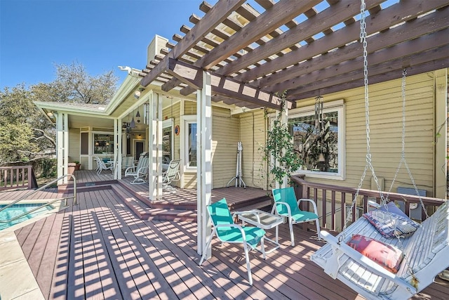 wooden terrace with a pergola