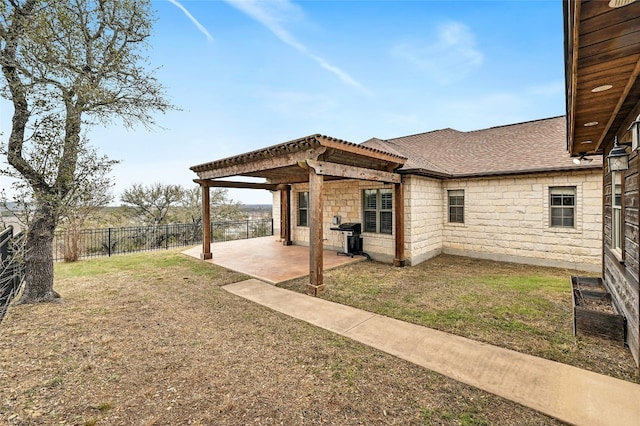 view of yard featuring a fenced backyard and a patio