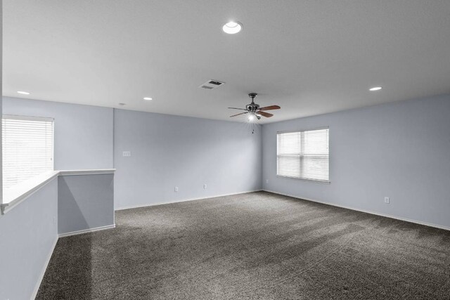 2202 Kuykendall Dr, Georgetown, TX 78626 - empty room featuring carpet flooring, ceiling fan, and recessed lighting