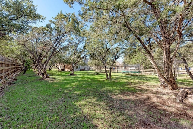 4113 Rimrock Dr, Lago Vista, TX 78645 - view of yard featuring a trampoline and fence