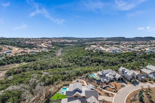 drone / aerial view with a residential view