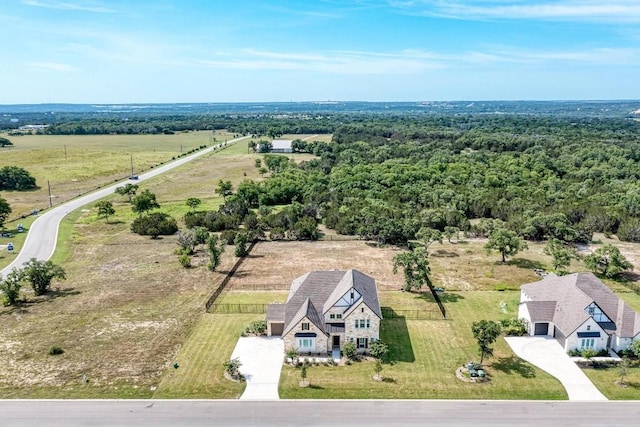 bird's eye view with a rural view