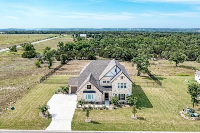 bird's eye view featuring a rural view