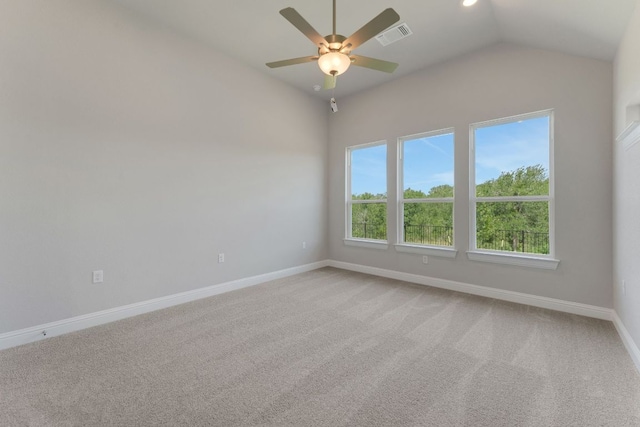 9908 Ephemeral Dr, Manor, TX 78653 - spare room with a ceiling fan, light carpet, and vaulted ceiling