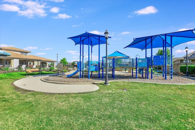 community playground with a yard