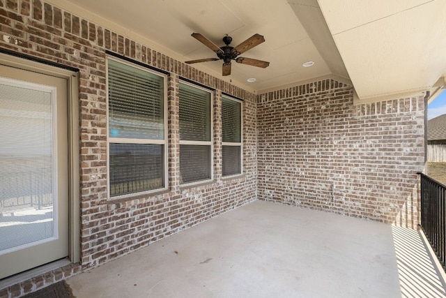 view of patio with a ceiling fan