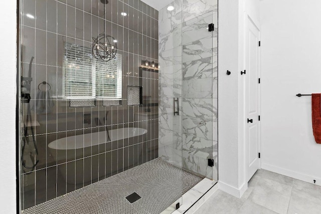 101 Saddle Mtn, Boerne, TX 78006 - full bath with a marble finish shower, baseboards, and a tub to relax in