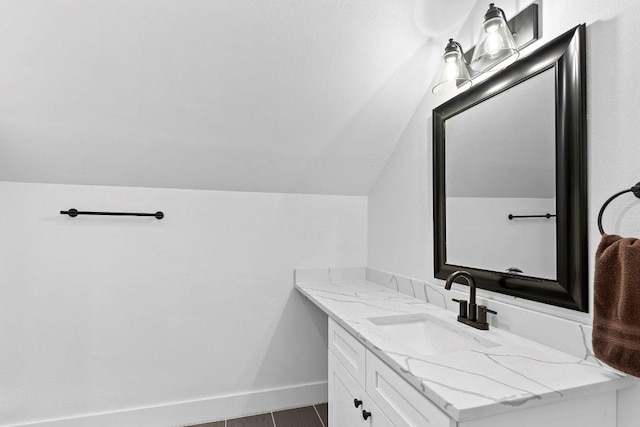 101 Saddle Mtn, Boerne, TX 78006 - bathroom featuring vanity and vaulted ceiling