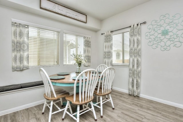 dining room featuring baseboards and wood finished floors