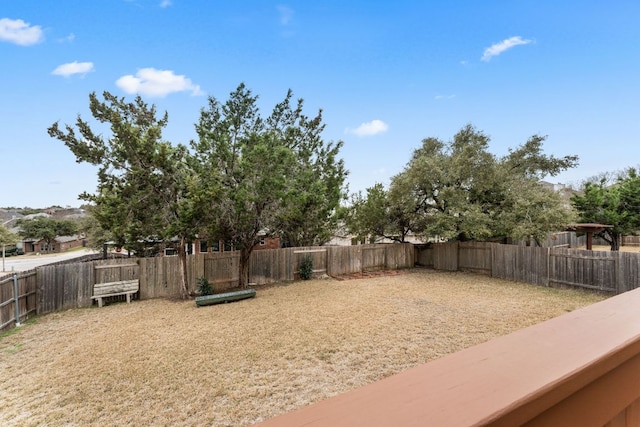 view of yard featuring a fenced backyard