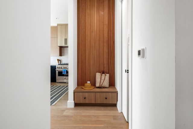 mudroom featuring light wood-type flooring