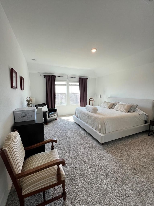 carpeted bedroom featuring recessed lighting