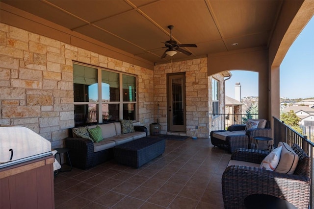 view of patio / terrace featuring an outdoor hangout area and ceiling fan