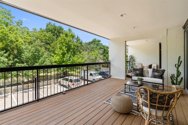 deck featuring an outdoor living space