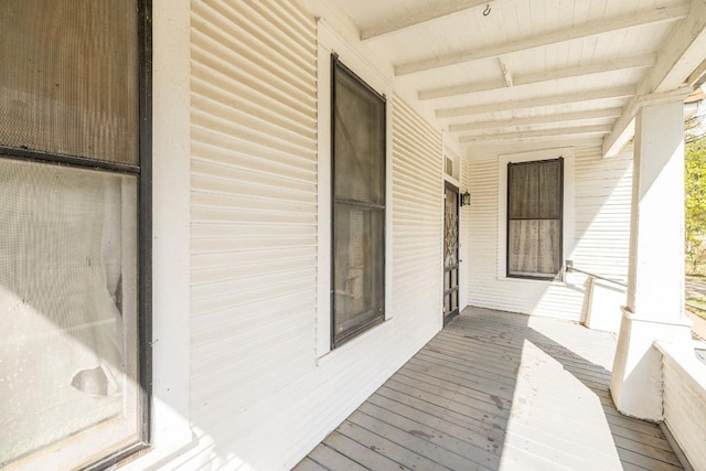 wooden terrace with covered porch