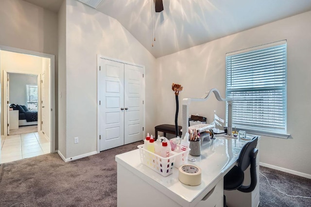 281 Gaida Loop, Georgetown, TX 78628 - carpeted office space featuring vaulted ceiling and ceiling fan