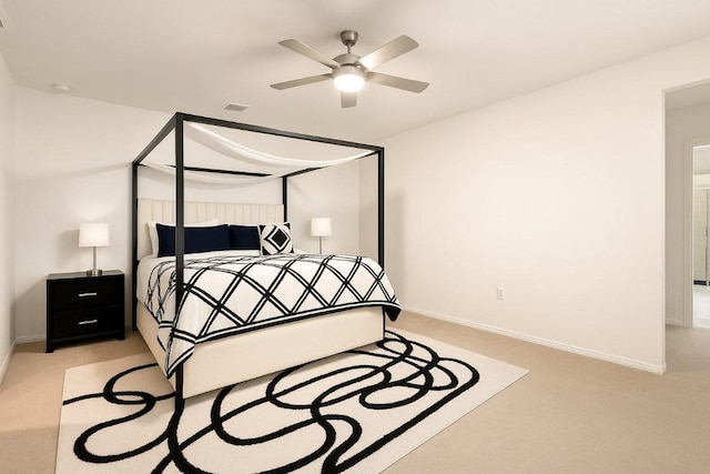 4805 Cressal Dr, Pflugerville, TX 78653 - bedroom featuring light colored carpet, baseboards, and a ceiling fan