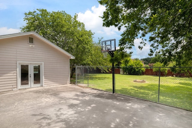 view of patio with fence and french doors