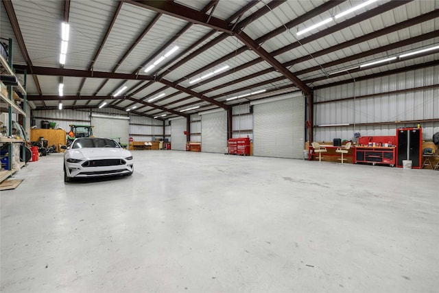 garage featuring metal wall