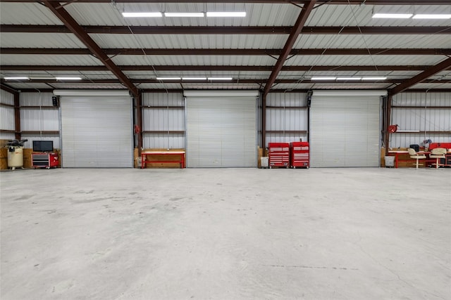 garage with metal wall