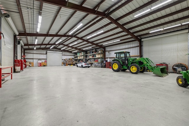 garage with metal wall