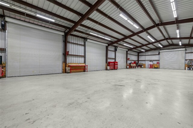 garage with metal wall