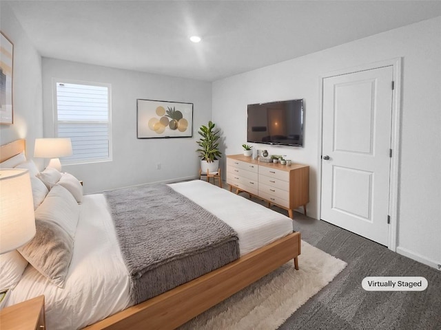 128 Gauntlet Dr, Jarrell, TX 76537 - bedroom with dark carpet