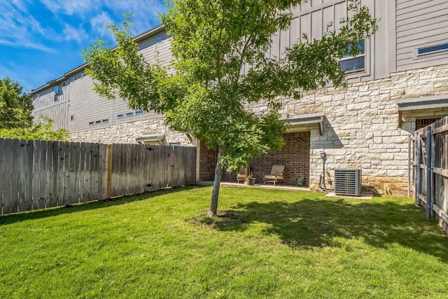 205 Birch Oak Ln, Georgetown, TX 78628 - view of yard featuring a fenced backyard and cooling unit