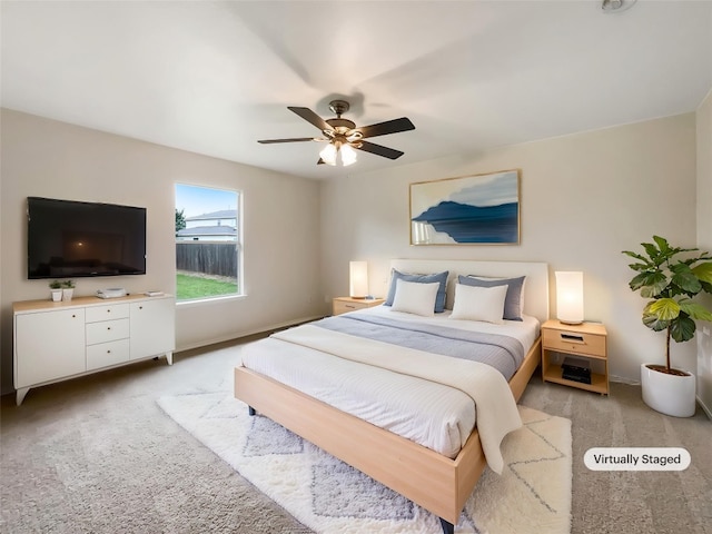 12804 Sago Palm Trl, Elgin, TX 78621 - bedroom with light colored carpet and ceiling fan