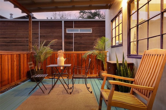 2010 S 2nd St, Austin, TX 78704 - patio terrace at dusk featuring a deck
