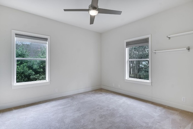 spare room with a healthy amount of sunlight, baseboards, and carpet flooring