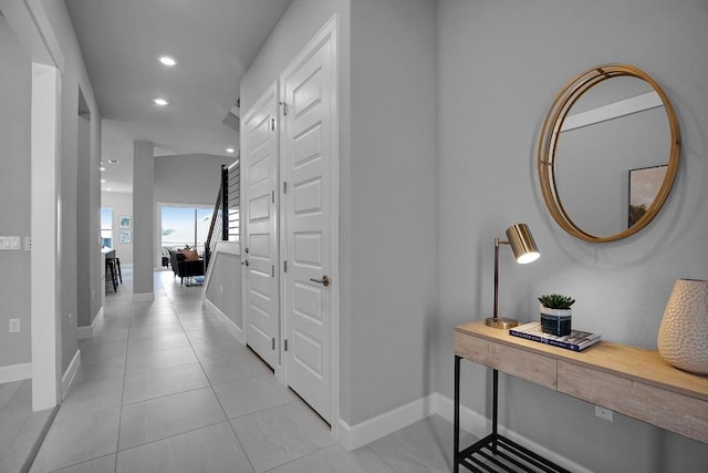 16909 Roselin Dr, Austin, TX 78738 - corridor with baseboards, recessed lighting, and light tile patterned floors