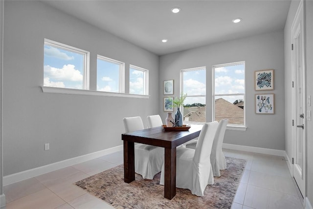16909 Roselin Dr, Austin, TX 78738 - dining area featuring recessed lighting, light tile patterned floors, and baseboards