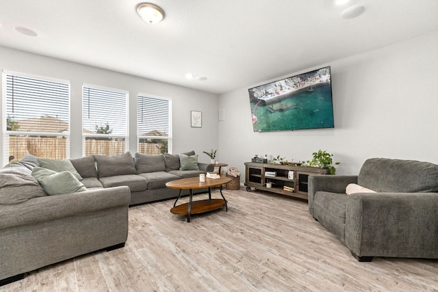 living room with light wood finished floors