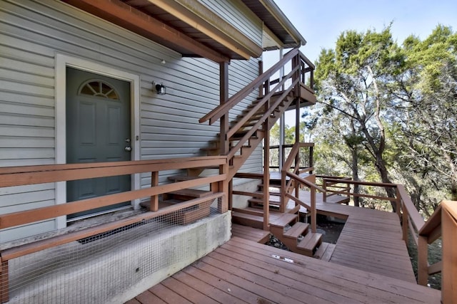 wooden terrace with stairway